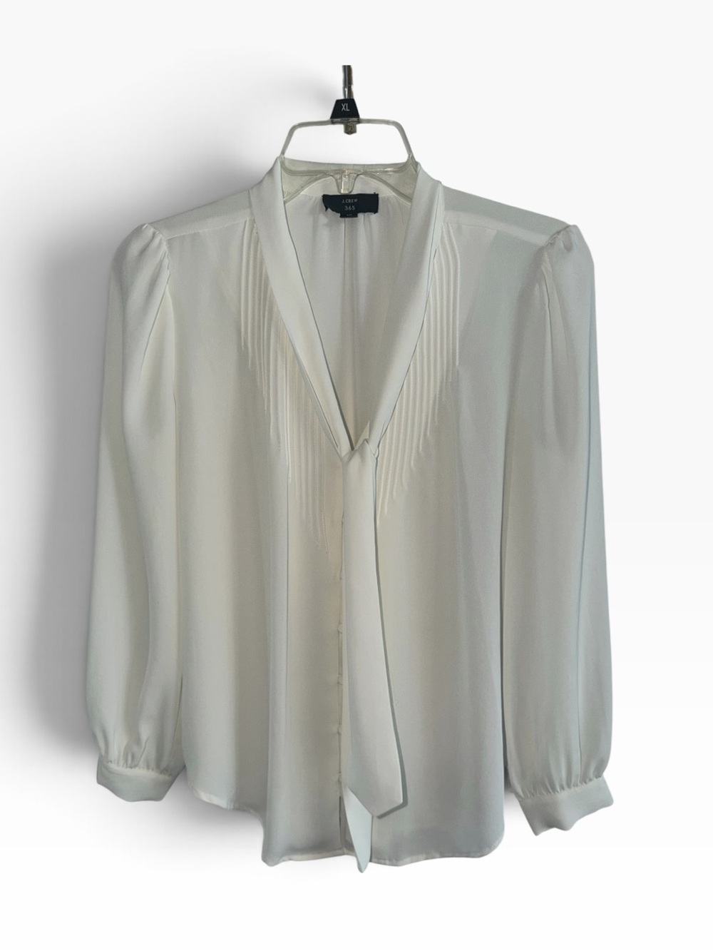J. Crew 365 Ivory Pleated V-Neck Button-Front Blouse size 4P